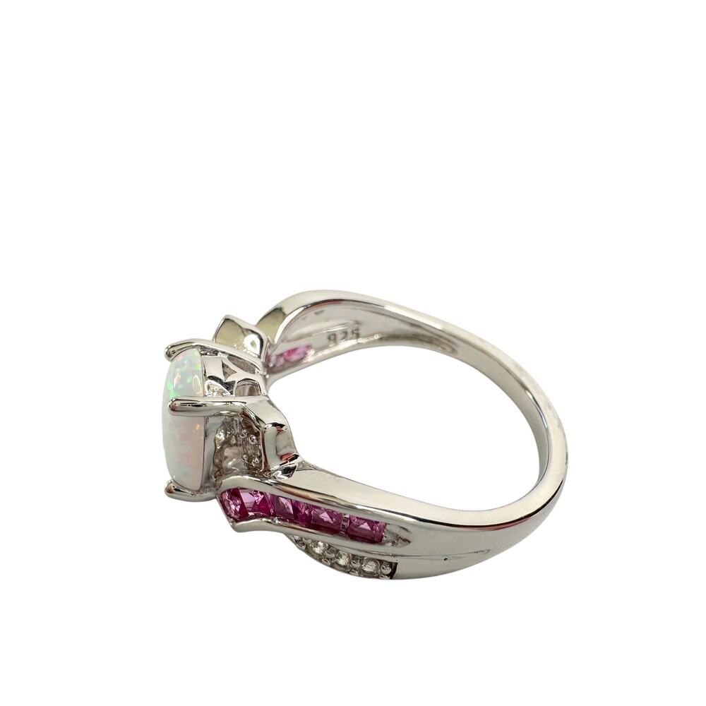 Beautiful Lab Created Opal & Sapphire Ring - Size 7 - Picture 9 of 15